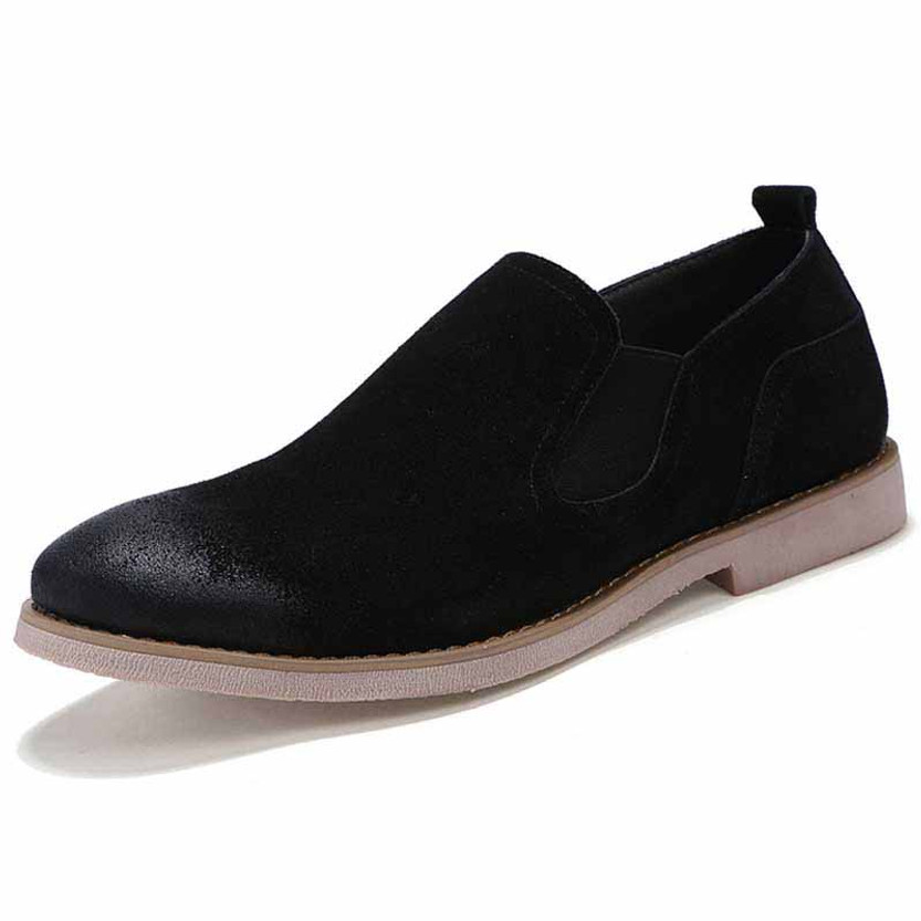 Black retro leather slip on dress shoe 01