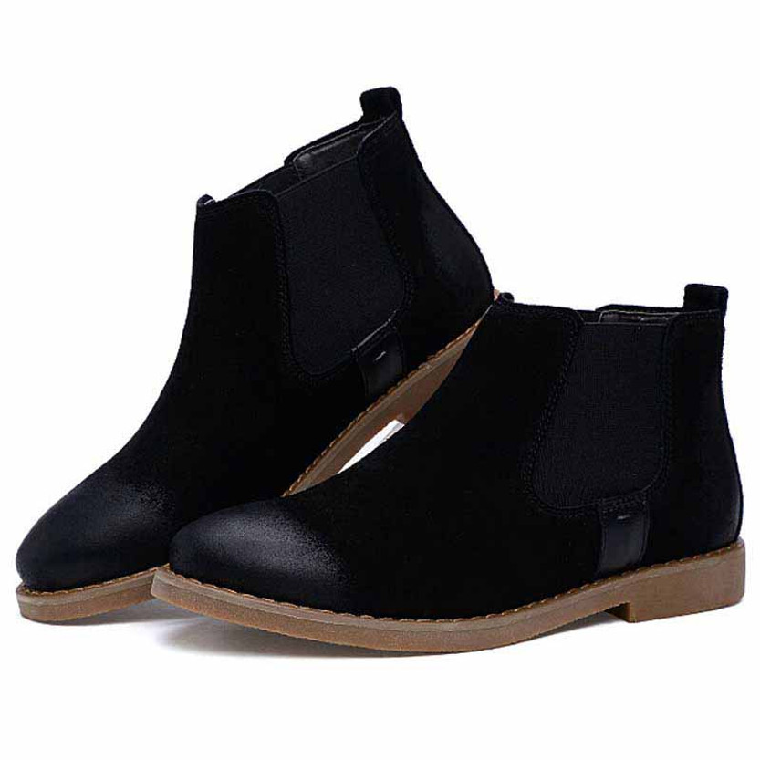 Black retro leather slip on dress shoe boot | Mens boots online 1312MS