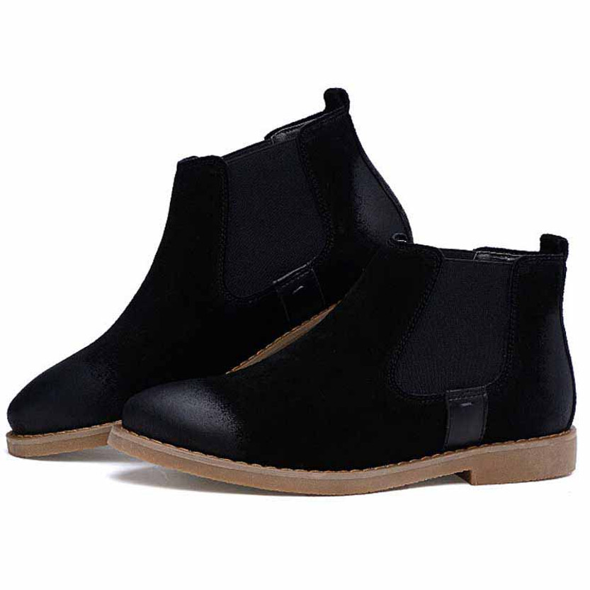 Black retro leather slip on dress shoe boot | Mens boots online 1312MS