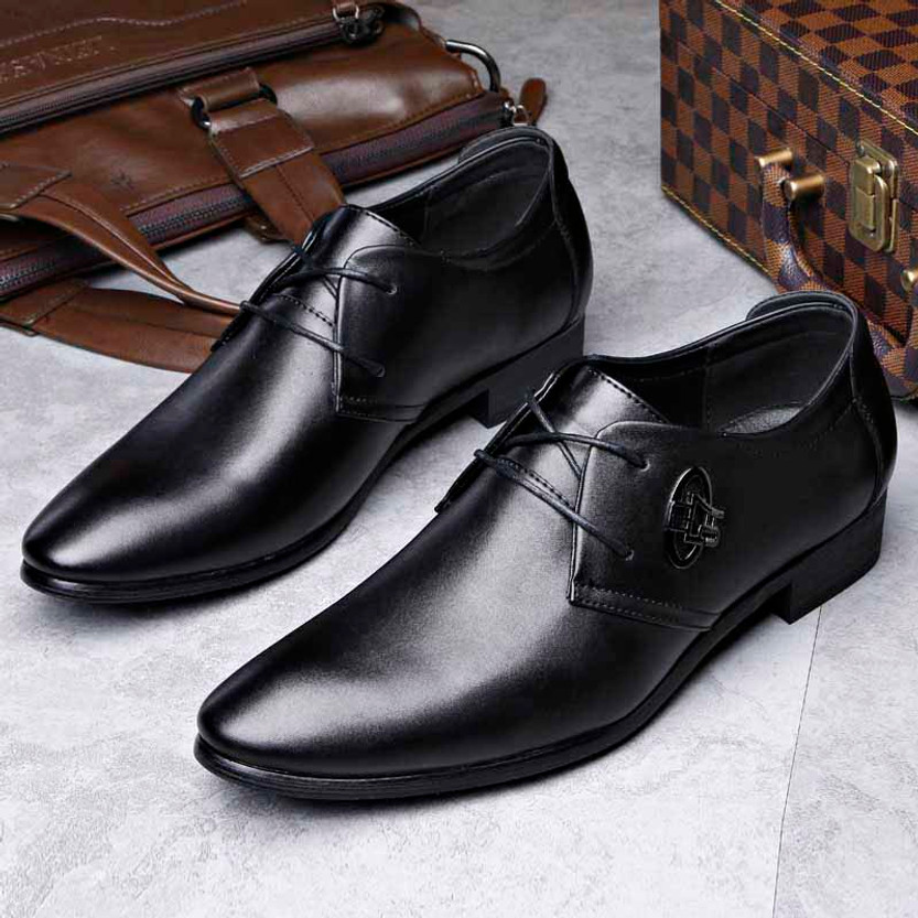 Black derby simple city leather lace up dress shoe | Mens dress shoes ...