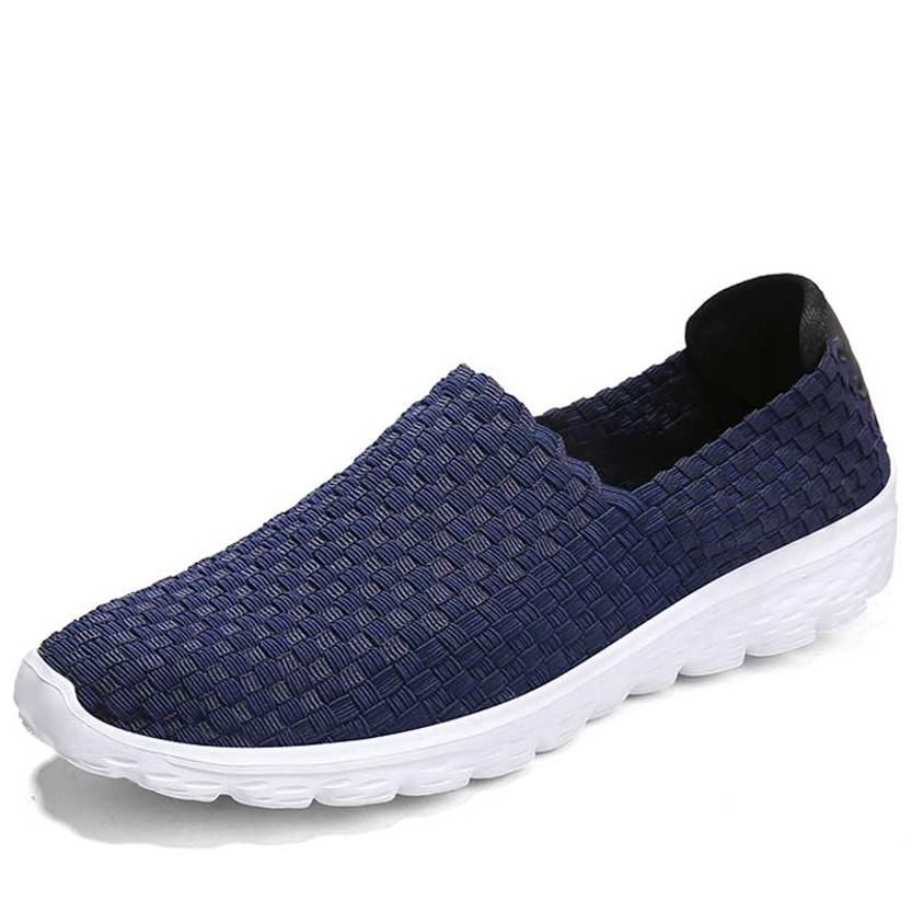 Men's blue knit pattern simple slip on shoe sneaker 01