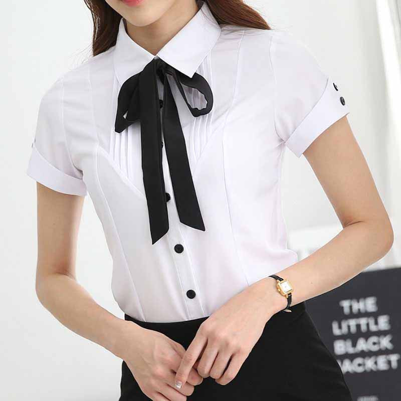 White pleated black necktie short 