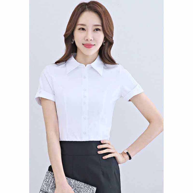 White simple plain color rolled short 