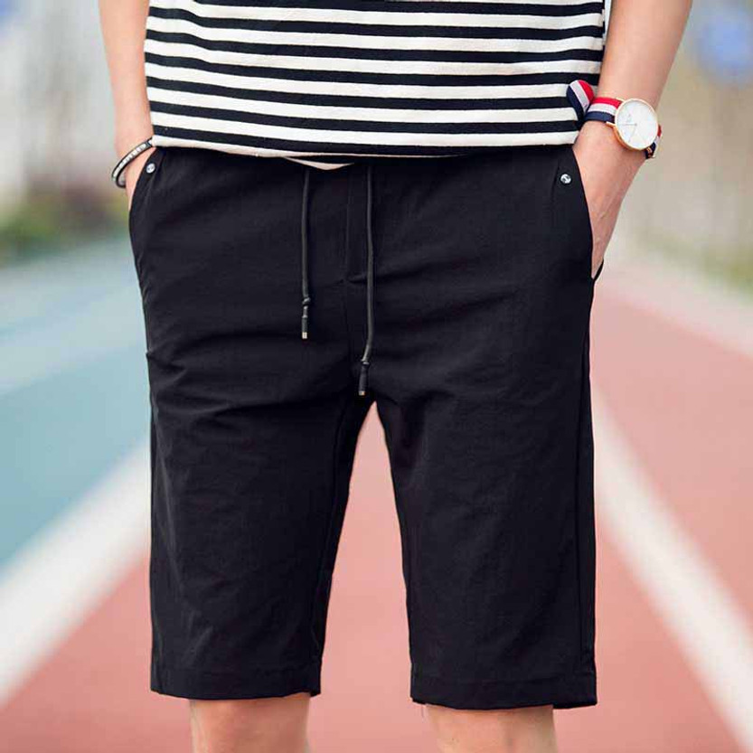 Keep casual black short elastic waist 01