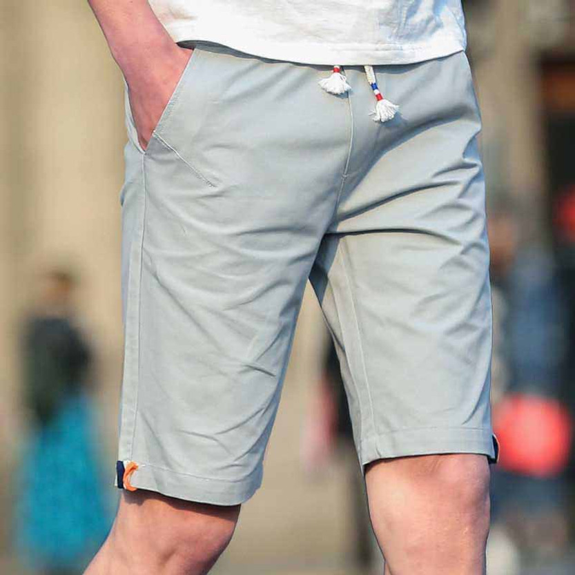 Grey short casual color stripe elastic waist | Mens shorts online 1013MP