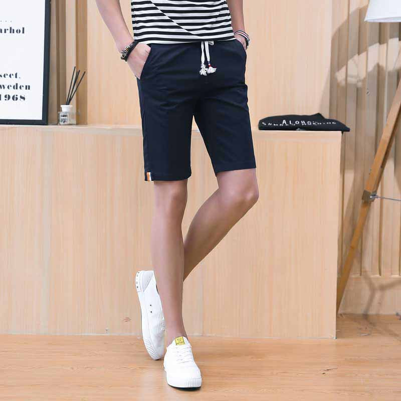 Navy short casual color stripe elastic waist Mens shorts online 1013MP