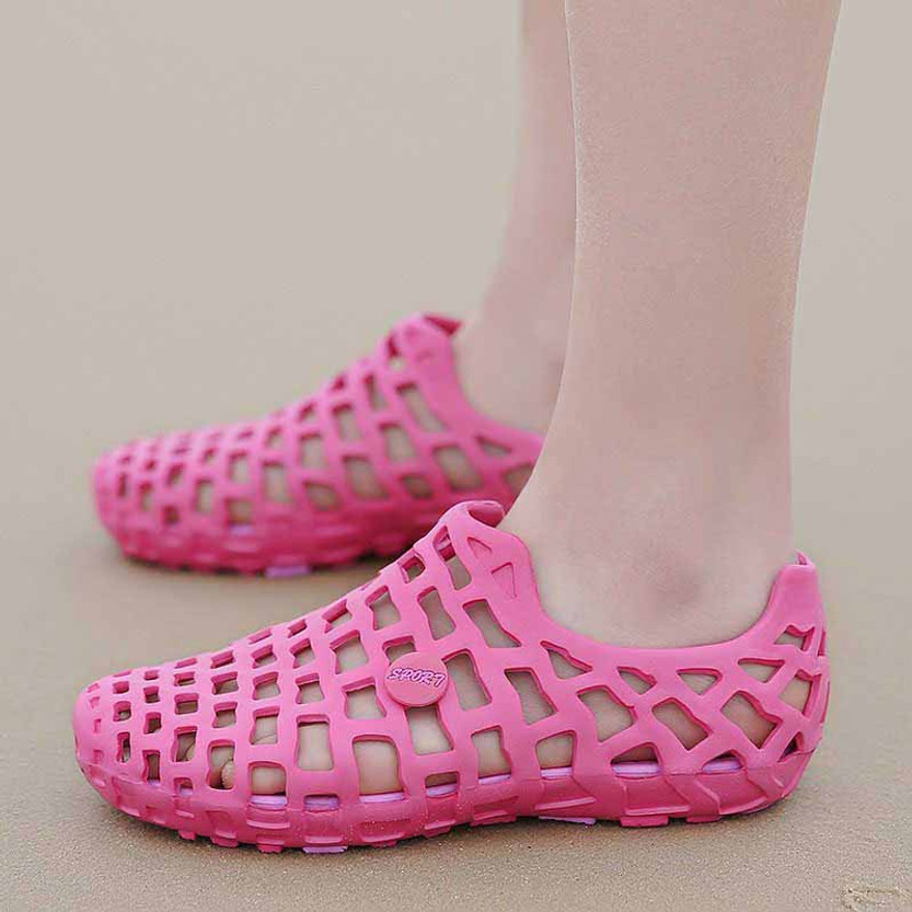Pink plain hollow out slip on shoe sandal | Womens shoe sandals online ...