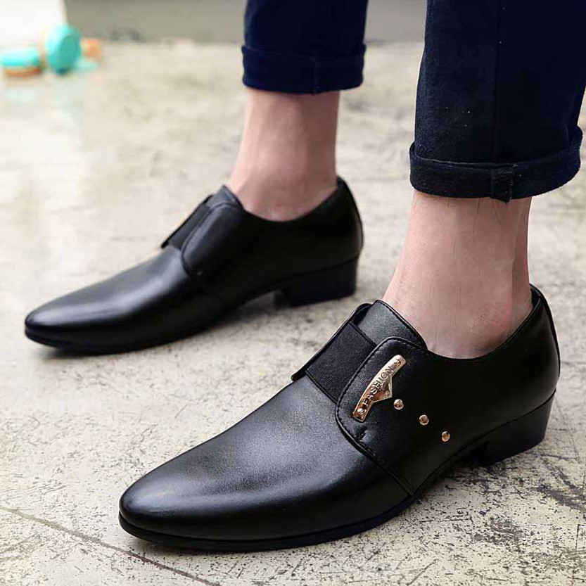 Black rivet decorated slip on dress shoe | Mens dress shoes online 1353MS