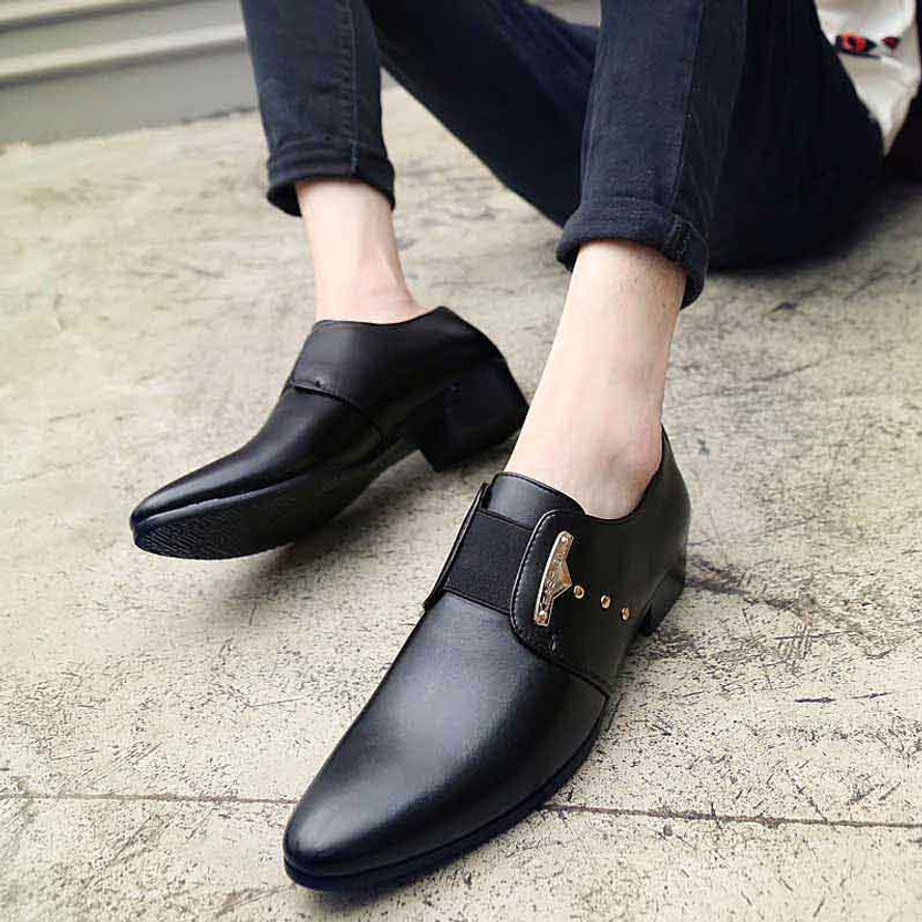 Black rivet decorated slip on dress shoe | Mens dress shoes online 1353MS