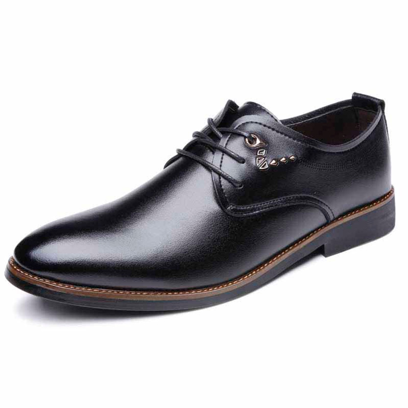 Black rivet decorated derby dress shoe 01