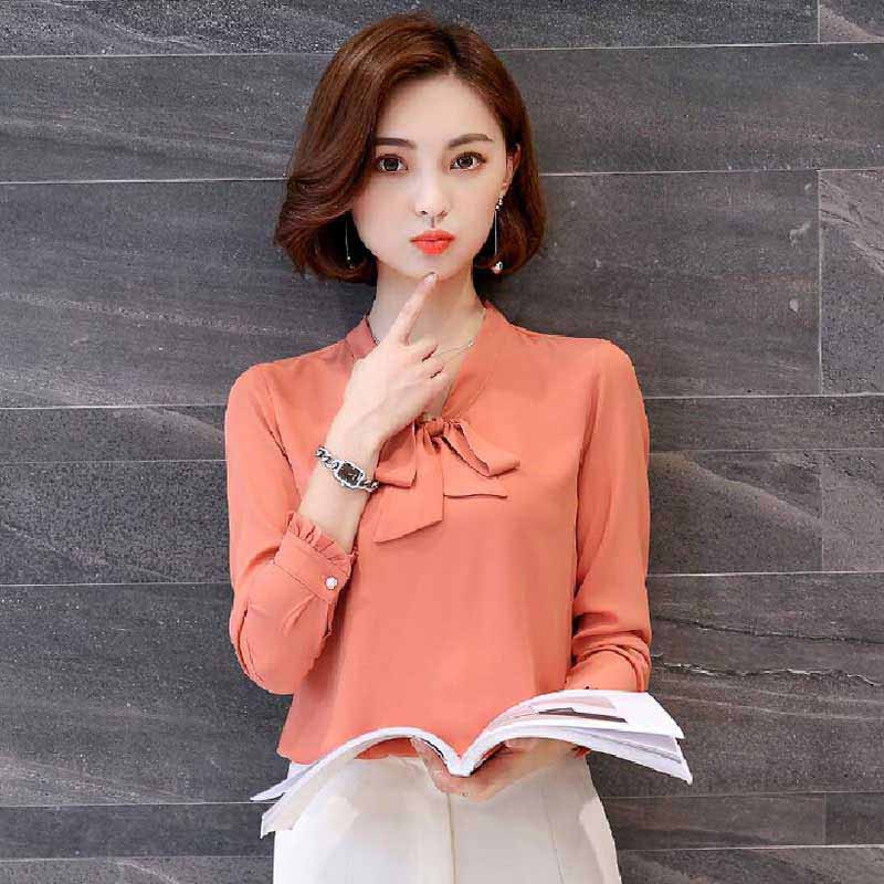 orange chiffon shirt