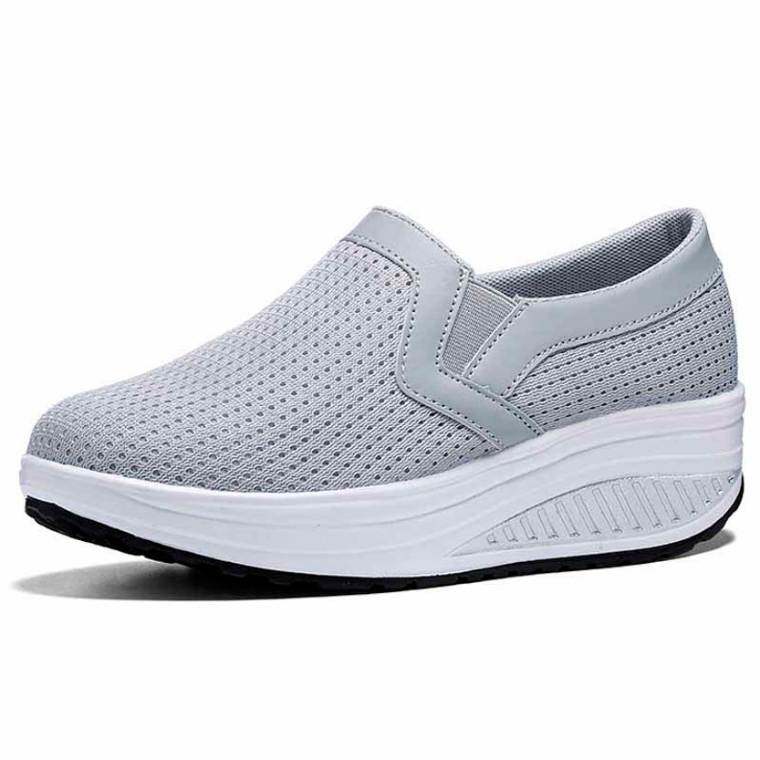 Grey plain slip on rocker bottom shoe sneaker 01