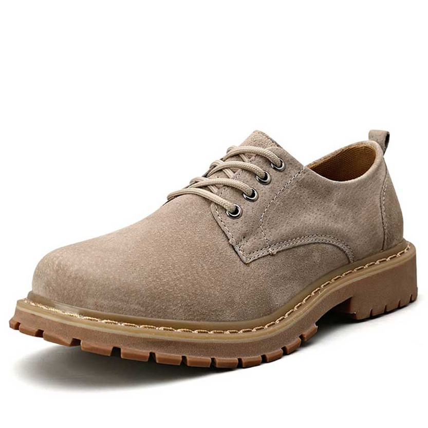 Men's khaki retro leather derby dress shoe 01