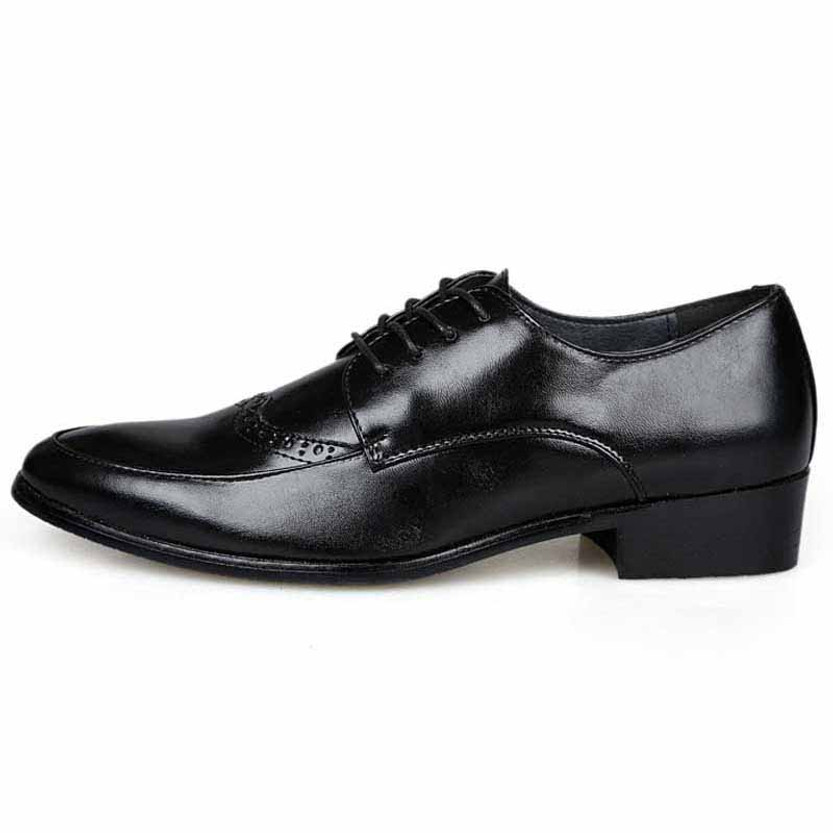 Black retro brogue leather derby dress shoe | Mens dress shoes online ...