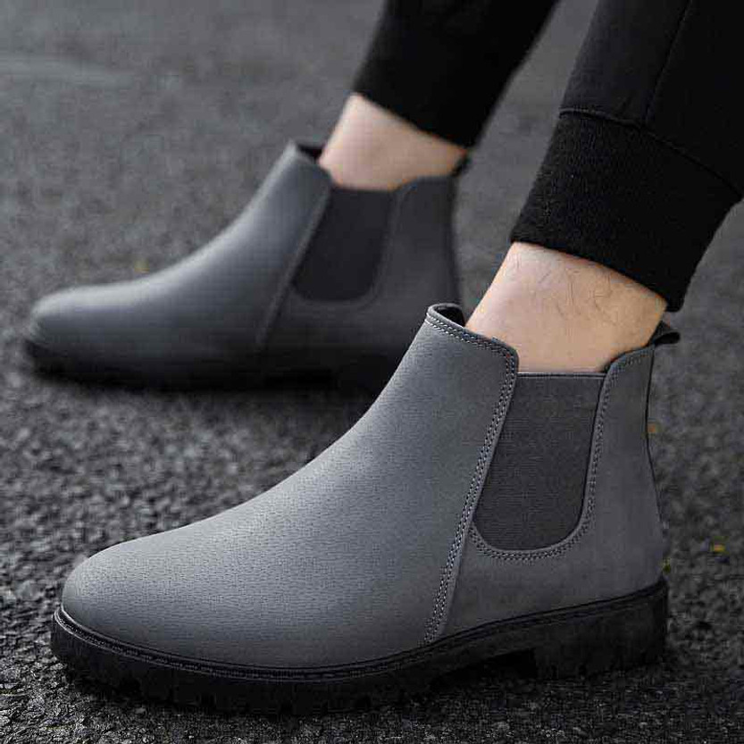 Grey plain design slip on shoe boot | Mens shoe boots online 1447MS