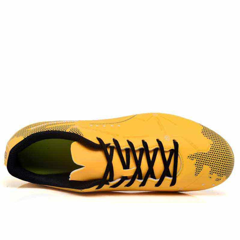 Yellow label text pattern print soccer shoe | Mens football & soccer ...