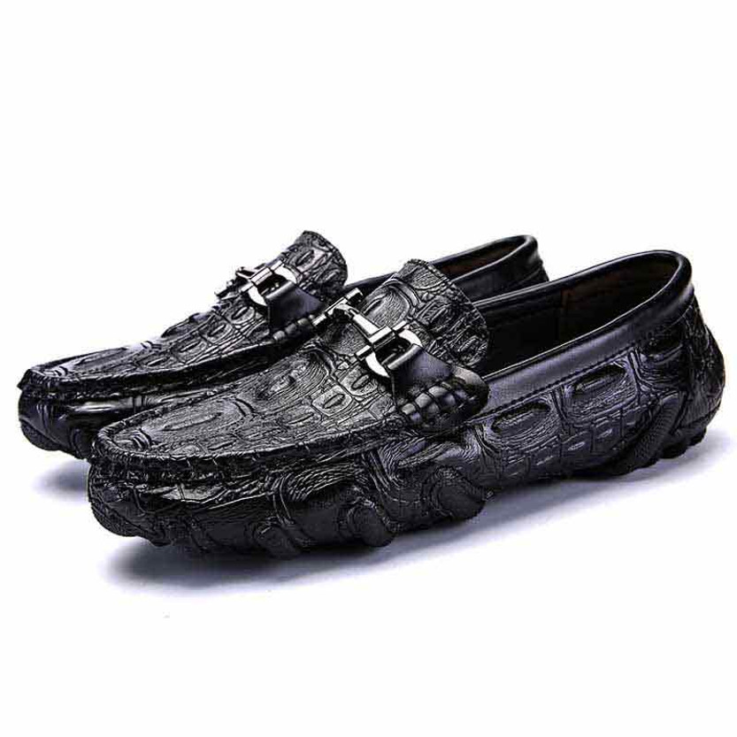 black crocodile loafers