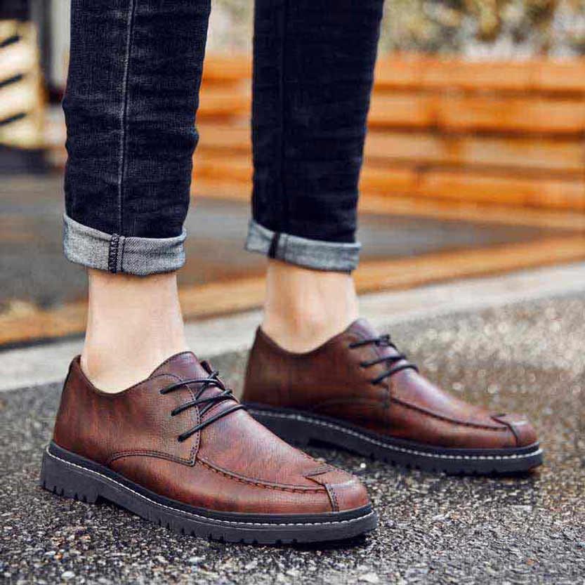 Brown retro leather derby dress shoe | Mens dress shoes online 1494MS