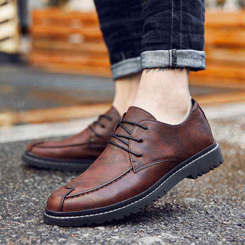 Brown retro leather derby dress shoe | Mens dress shoes online 1494MS