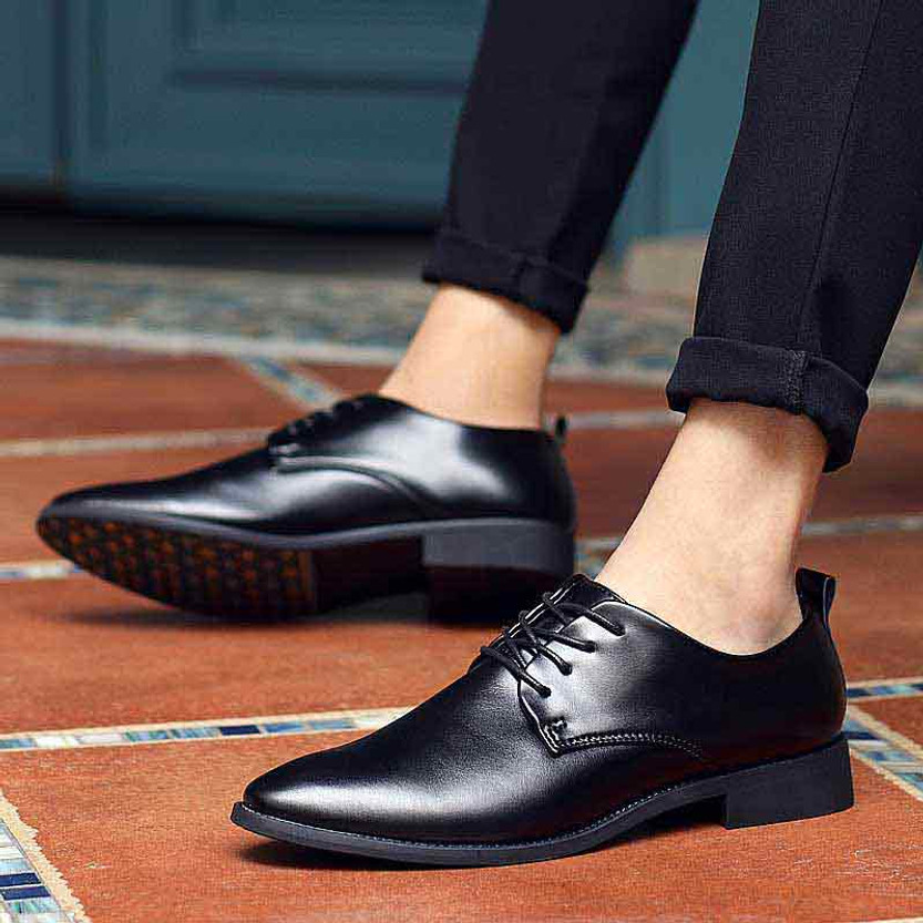 Black plain urban leather derby dress shoe | Mens dress shoes online 1501MS