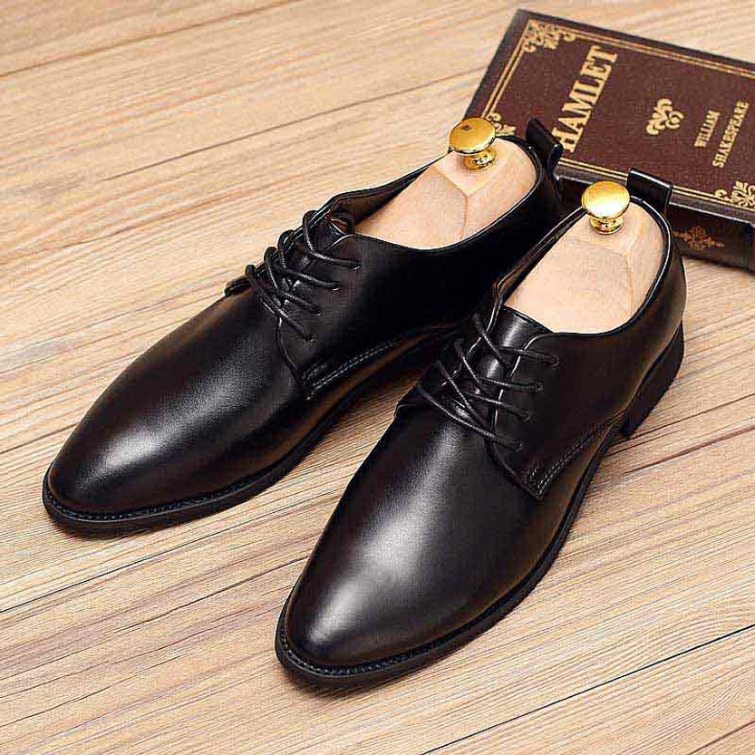 Black plain urban leather derby dress shoe | Mens dress shoes online 1501MS