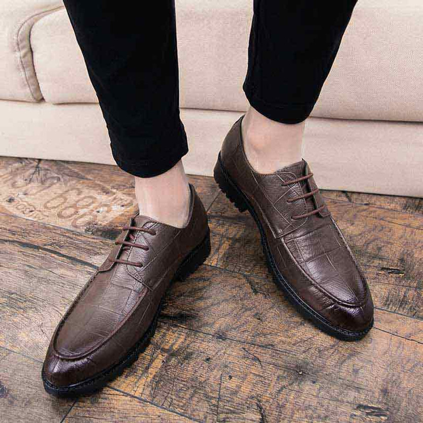 Brown check block leather derby dress shoe | Mens dress shoes online 1505MS