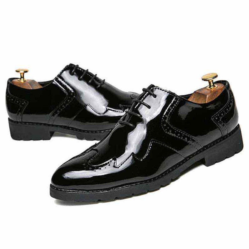 Black brogue patent leather oxford dress shoe | Mens dress shoes online ...