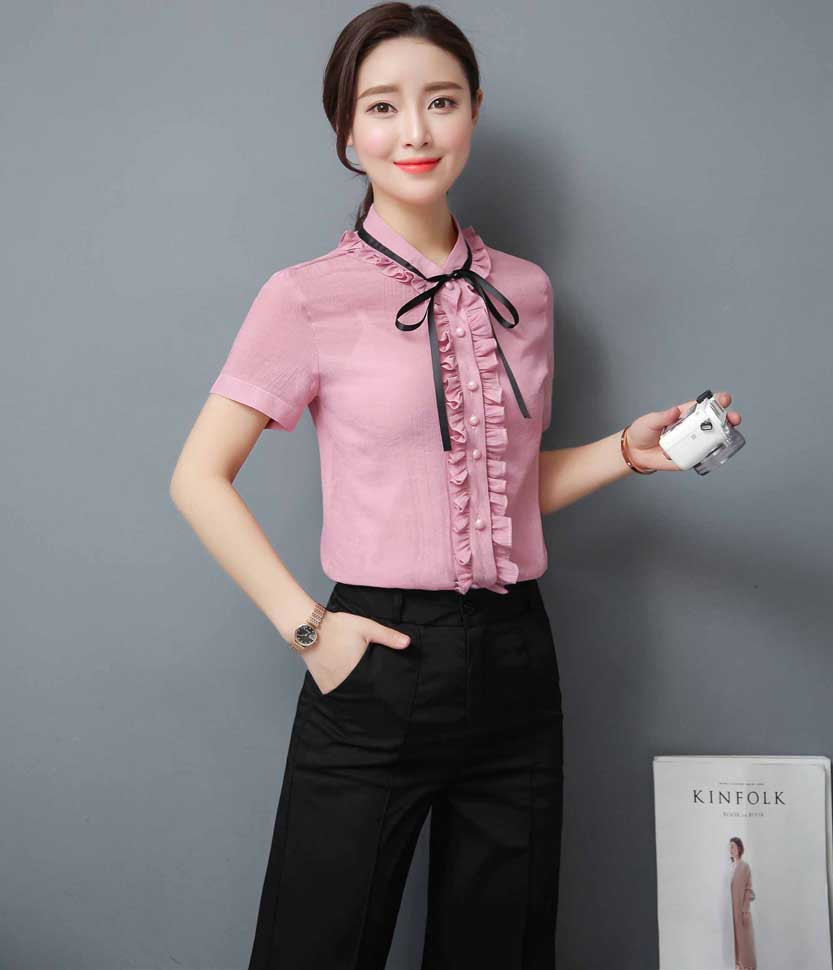 pink short sleeve shirt womens