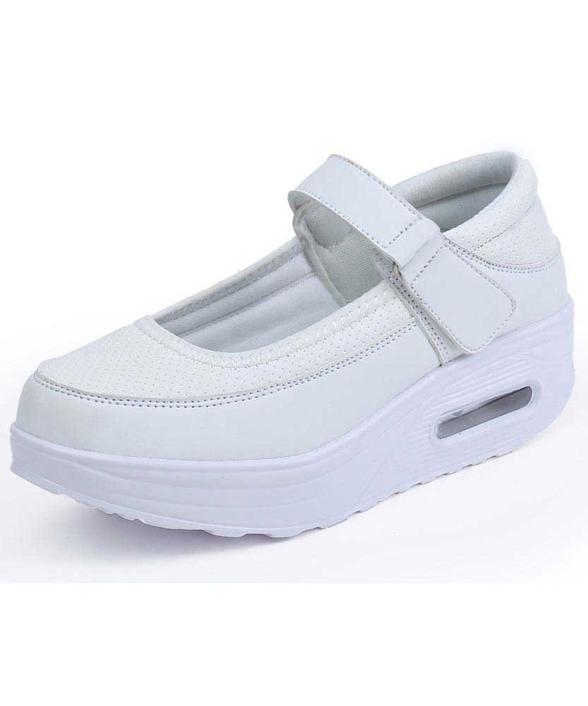 White low cut velcro slip on rocker bottom shoe sneaker 01