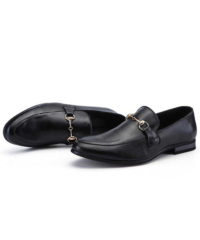 Black metal chain buckle slip on dress 