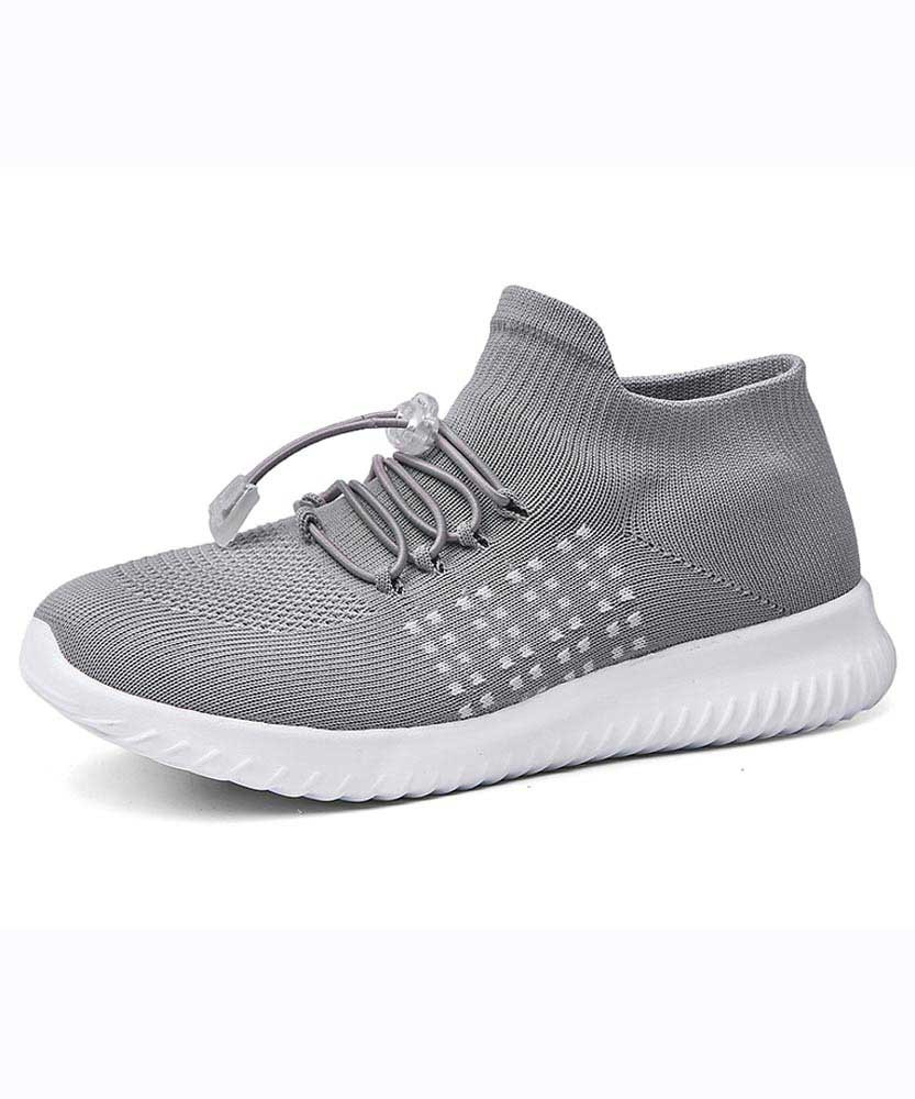 Grey flyknit dot pattern sock like fit shoe sneaker 01