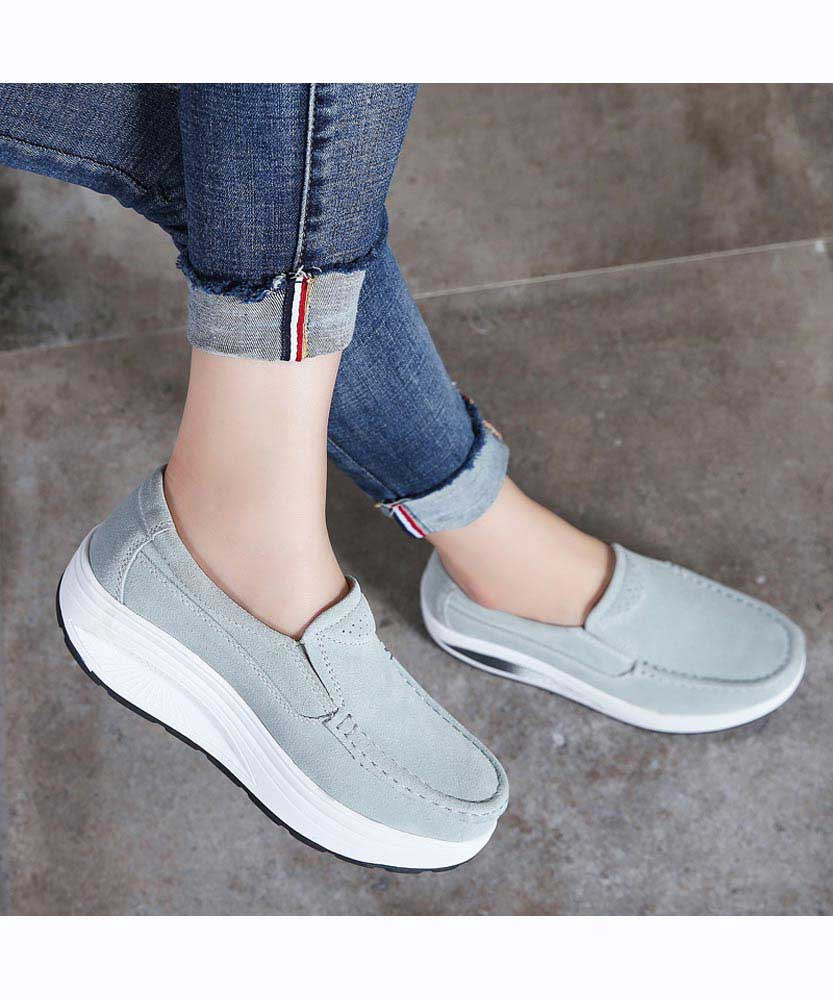 Grey hollow slip on rocker bottom shoe sneaker | Womens rocker shoes ...
