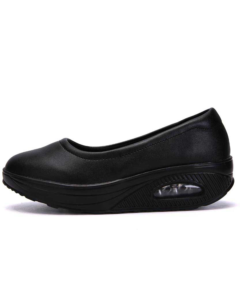 Black low cut plain slip on rocker bottom shoe sneaker | Womens rocker ...