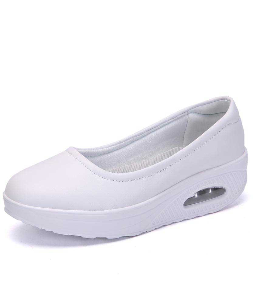 White low cut plain slip on rocker bottom shoe sneaker 01