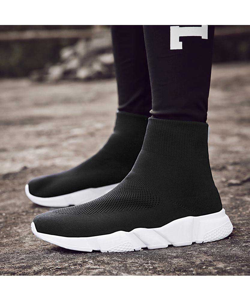 high top slip on sneakers black