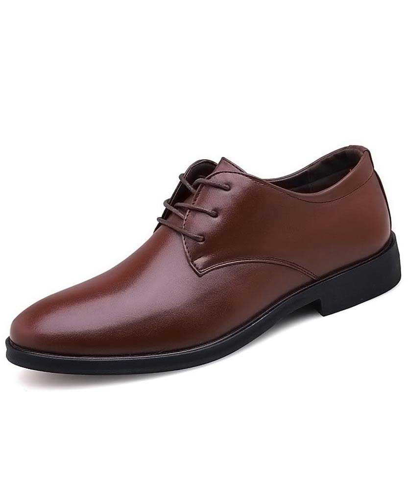 Brown leather derby dress shoe in plain 01