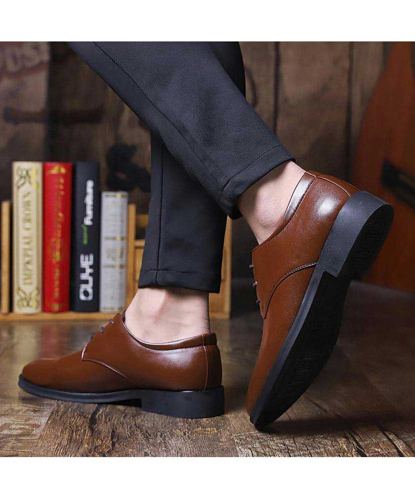 Brown leather derby dress shoe in plain | Mens dress shoes online 1745MS