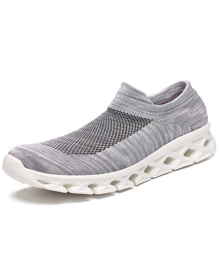 Grey texture pattern flyknit slip on shoe sneaker 01