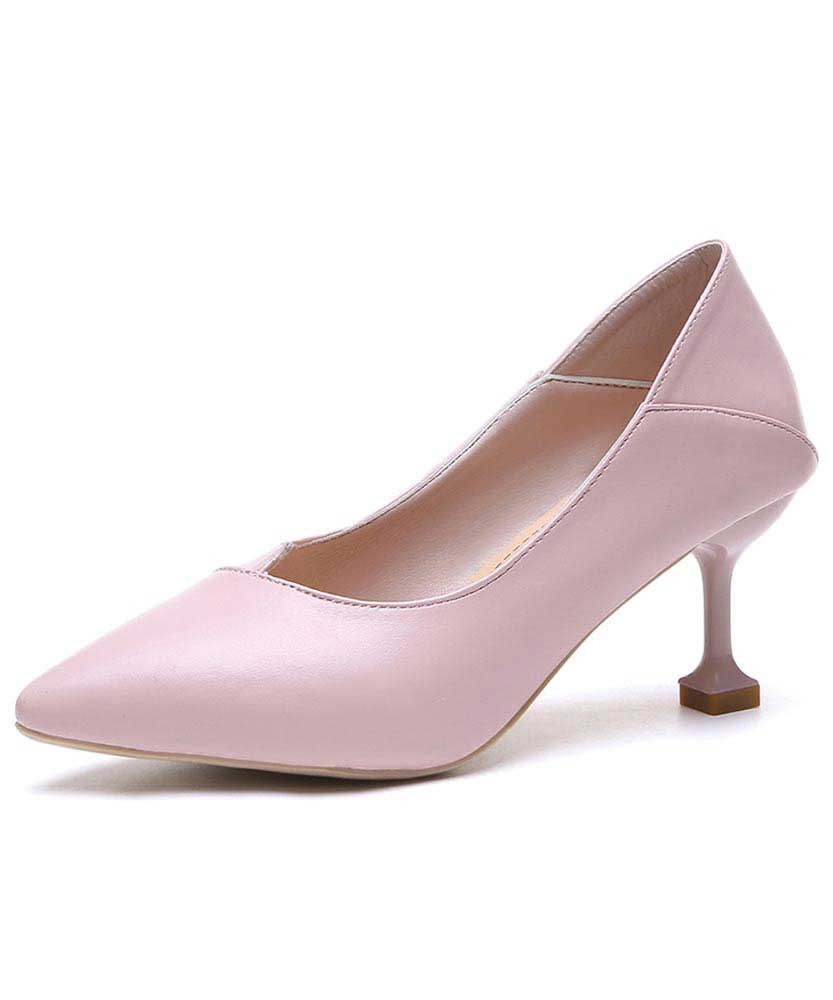 Pink plain slip on mid heel dress shoe | Womens dress shoes, court ...