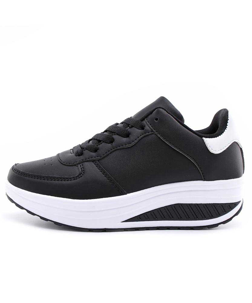 Black & white lace up rocker bottom shoe sneaker | Womens rocker shoes ...