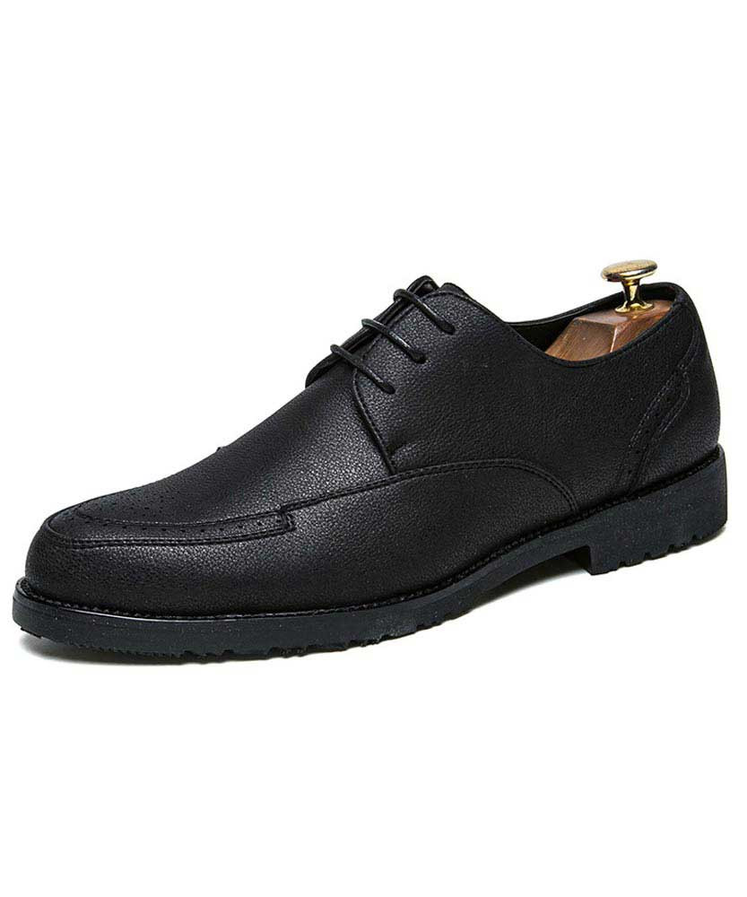 Men's black brogue leather derby dress shoe 01