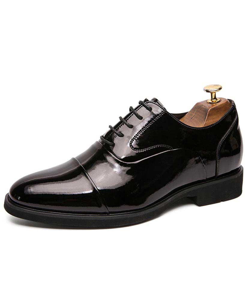 Men's black oxford patent leather dress shoe 01