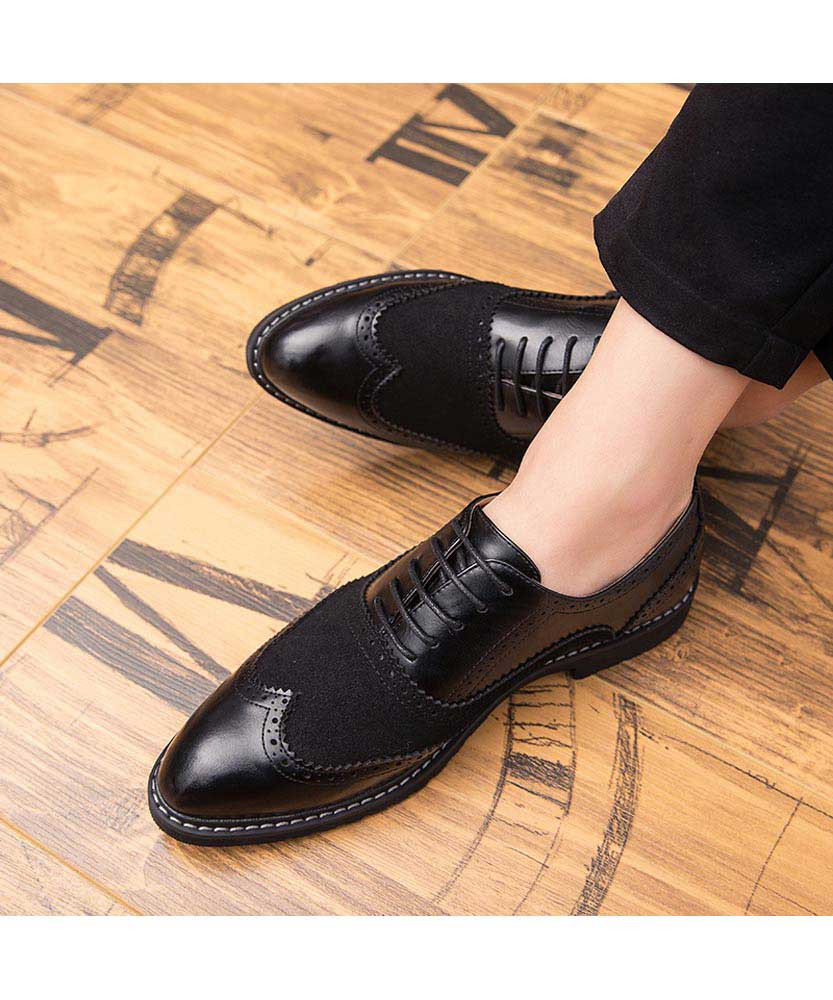 Black retro brogue oxford leather dress shoe | Mens dress shoes online ...