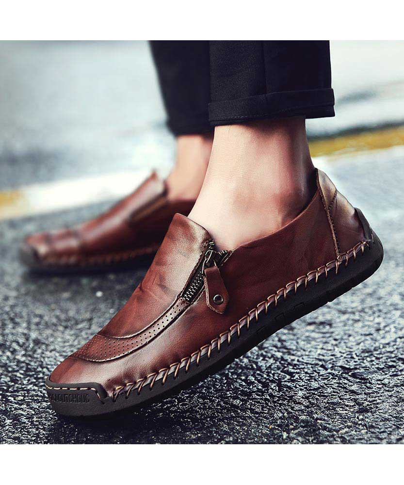 for Men Brown Santoni Leather Loafer in Dark Brown Mens Shoes Slip-on shoes Loafers 