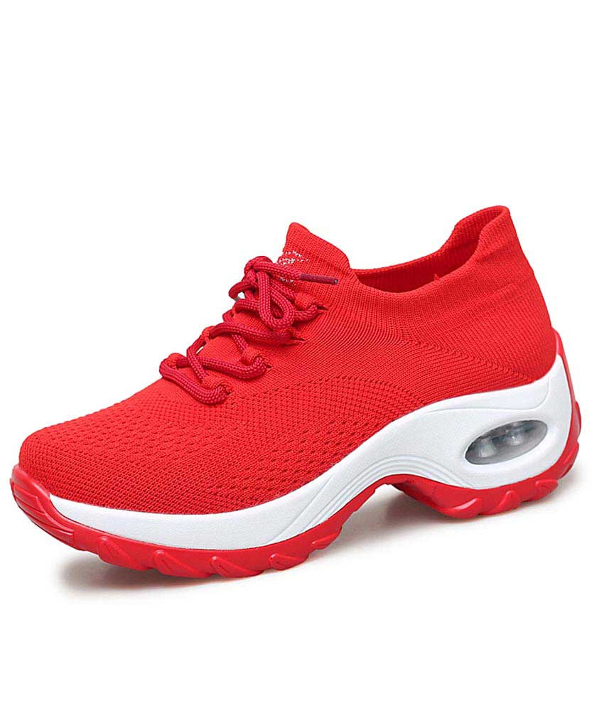 Women's red sock like entry double rocker bottom shoe sneaker 01