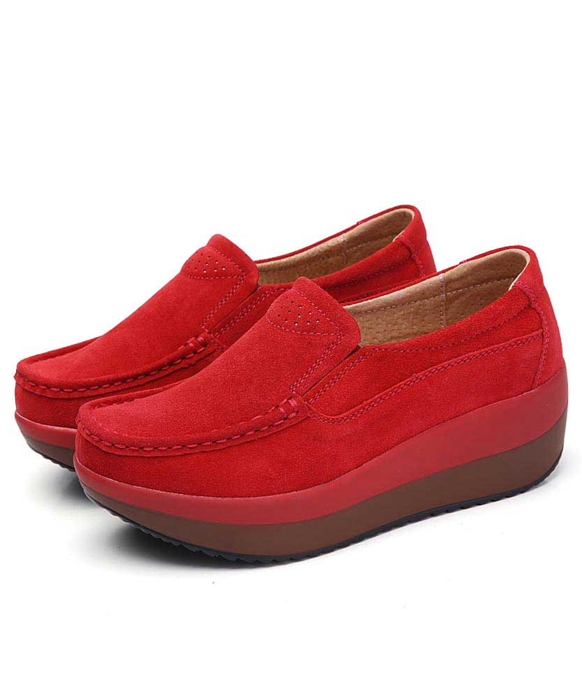 Red suede slip on rocker bottom shoe sneaker | Womens rocker shoes ...