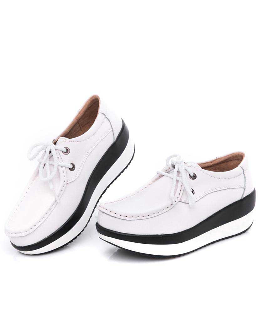 White leather lace up rocker bottom shoe sneaker | Womens rocker shoes ...