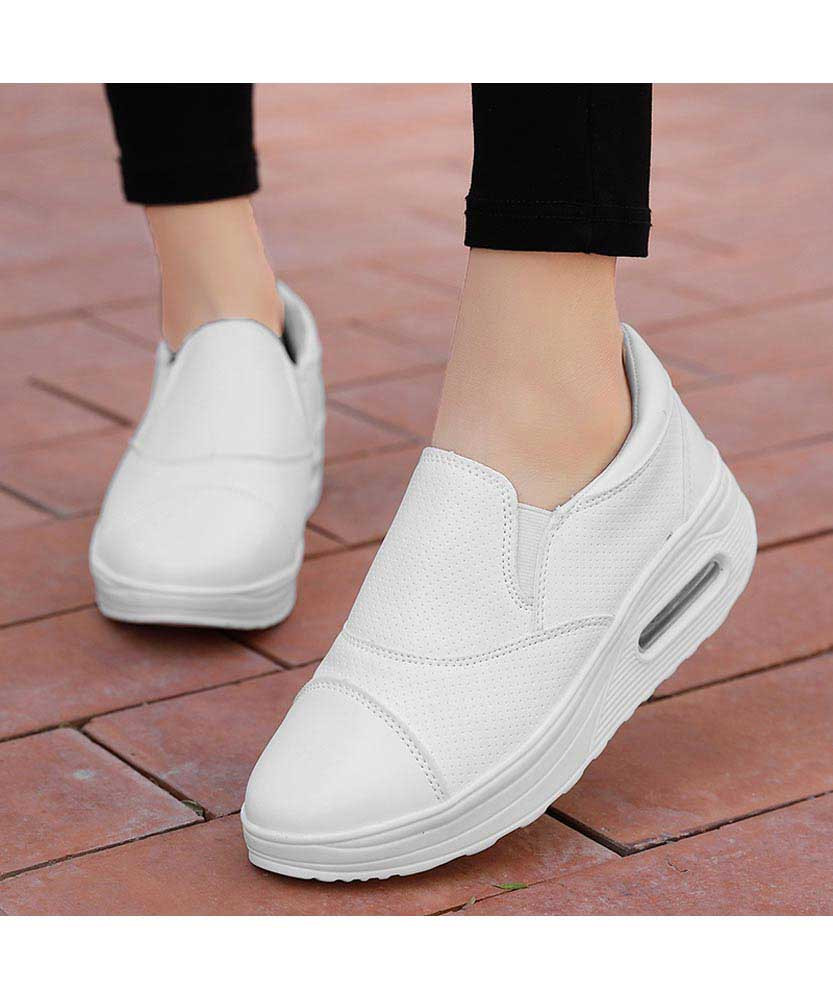 ladies white slip on sneakers