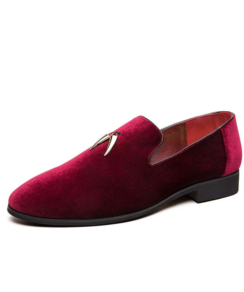 red tassels leather slip on dress shoe 01