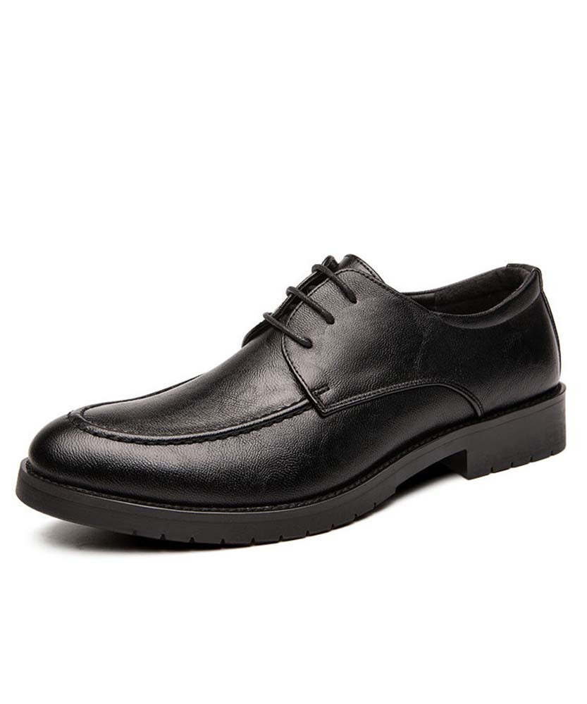 Black casual leather derby dress shoe 01